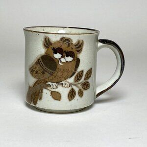 Vintage Anthropomorphic Owl Coffee Mug Cup Stoneware Unbranded Otagiri Style